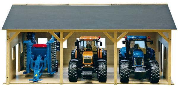 Image de Hangar en bois pour 3 tracteurs 1:16